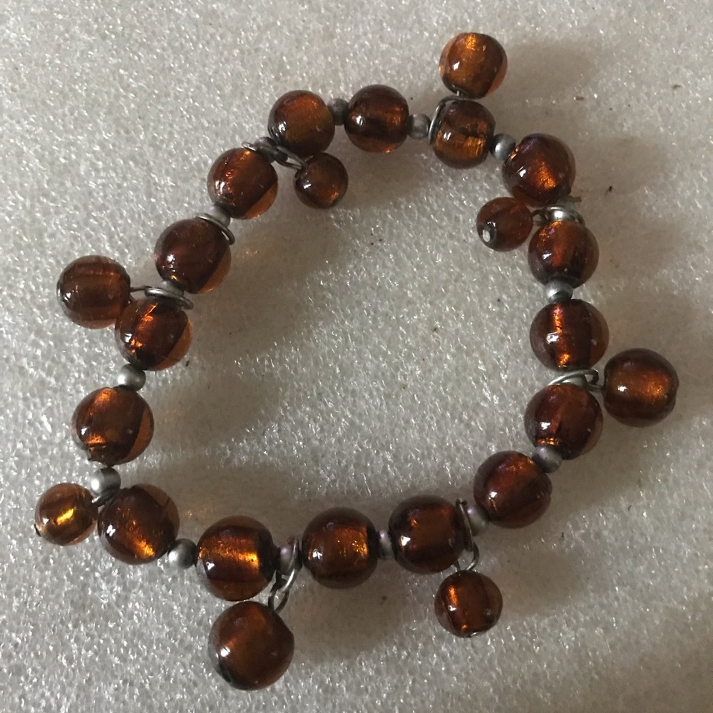 Brown Glass Bead Stretch Bracelet